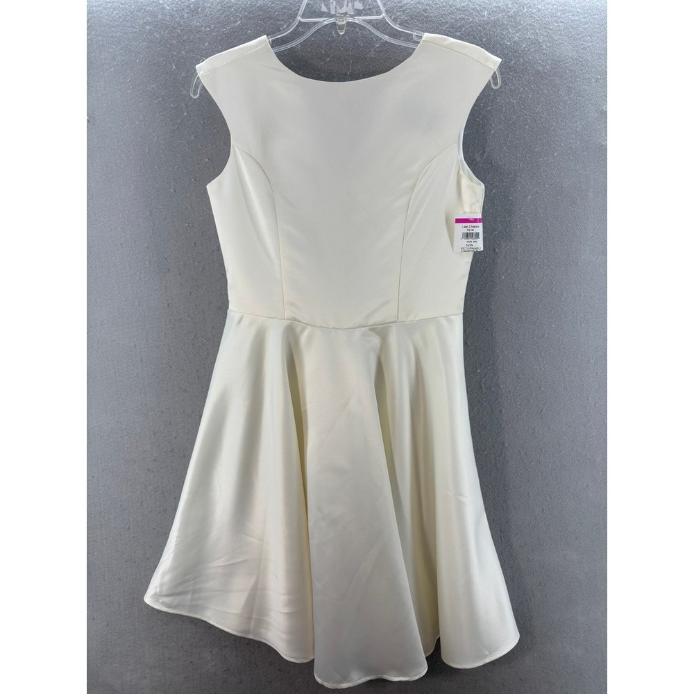 UDT Fashion Un Deux Trois Dress Kids 16 Ivory Satin Fit Flare Sleeveless V-Back